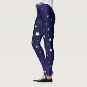 Gold Funkelnd Sterne und weiße Sterne auf blauem H Leggings (Links)