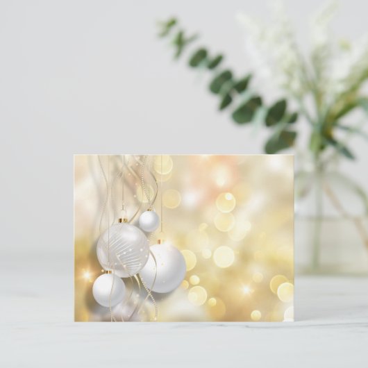 Gold funkelnde Hintergrund Weiße Silberschmuck Postkarte (Stehend Vorderseite)