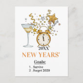 Gold funkelt glückliche Neujahrswünsche Postkarte (Vorderseite)