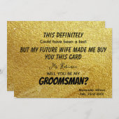 Gold Funny Moderne Personalisierte Trauzeugen Einladung (Vorne/Hinten)