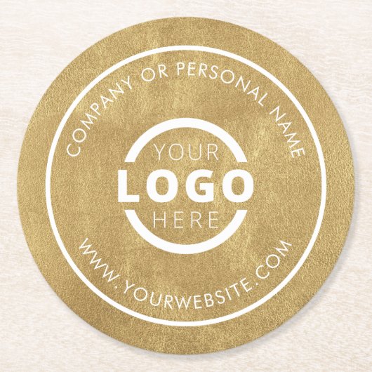 Gold für das Logo für Werbeaktionen Runder Pappuntersetzer (Vorderseite)