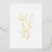 Gold für einfaches botanisches Stem Wedding-Logo Folieneinladung (Vorderseite)