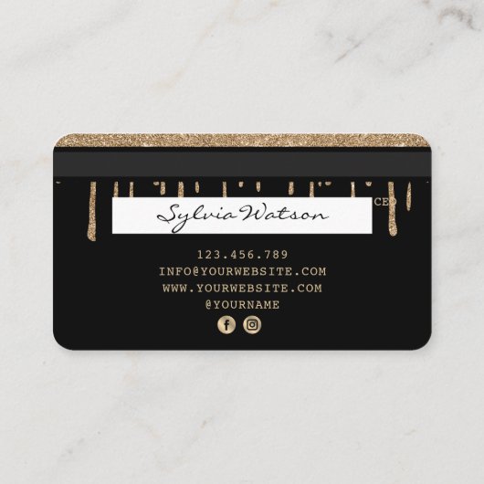 Gold für getropfte Kreditkarte Visitenkarte (Rückseite)