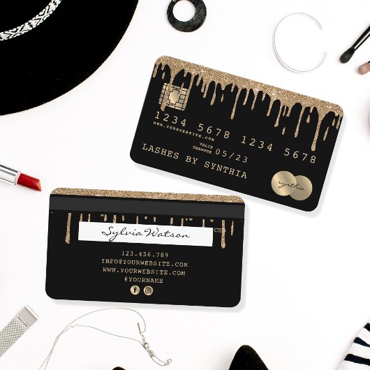 Gold für getropfte Kreditkarte Visitenkarte