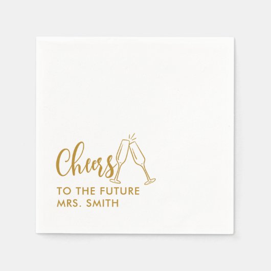 Gold Future Mrs. Modern Brautparty Serviette (Vorderseite)