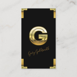 Gold G Initial and Borders Business Card Visitenkarte