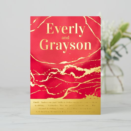 Gold Galaxy Gold Wedding Folieneinladung (Stehend vorne)