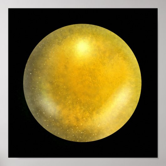 Gold Galaxy Orb - Gelbe und gelbe Marmordrucke Poster (Vorne)