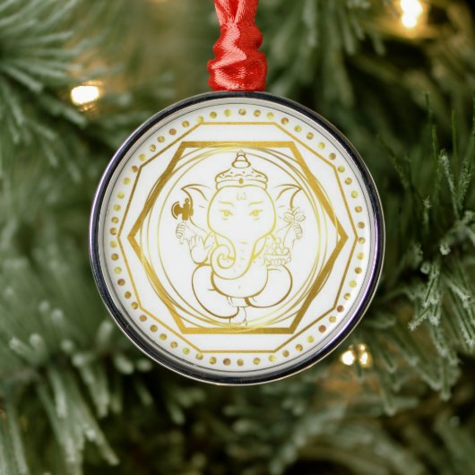 Gold Ganesh Keramik Ornament Aus Metall (Baum)