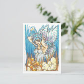 Gold Garden blue Faiasy Fantasy Art Print Postkarte (Stehend Vorderseite)