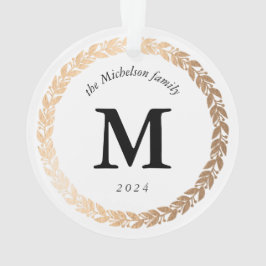Gold Garland Elegantes Foto und Monogramm Weiß Ornament