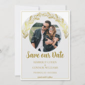 Gold Garland Foto Save the Date (Vorderseite)