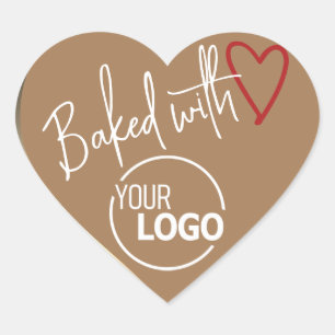 Gold gebacken mit Liebe hausgemachte Baking-Logo-V Herz-Aufkleber