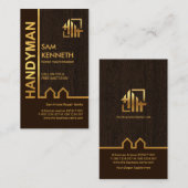 Gold Gebäude Border Wood Texture Handyman Visitenkarte (Vorne/Hinten)