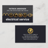 Gold Gebäude Electrical Icons Power Line Visitenkarte (Vorne/Hinten)