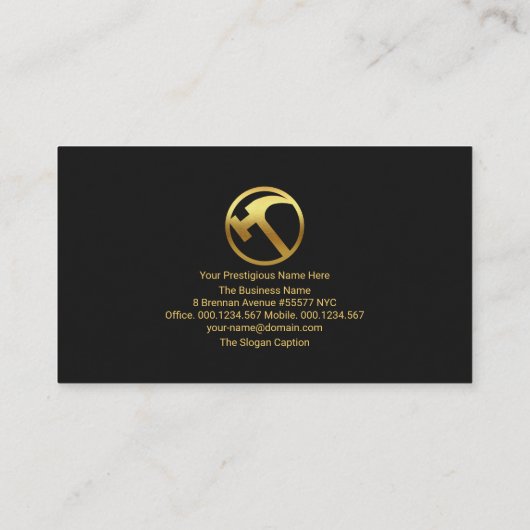 Gold Gebäude Frame Handyman Construction Builder Visitenkarte (Rückseite)