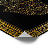 Gold Geblüht Hamsa Kabbalah Kunstdruckerei Poster (Ecke)