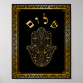 Gold Geblüht Hamsa Kabbalah Kunstdruckerei Poster (Vorne)