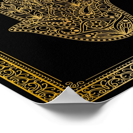 Gold Geblüht Hamsa Kabbalah Leinwand Printing Poster (Ecke)