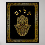Gold Geblüht Hamsa Kabbalah Leinwand Printing Poster (Vorne)