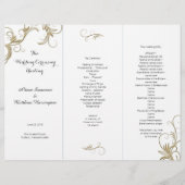 Gold Geblüht White Tri-Fold Hochzeitsprogramm (Vorderseite)