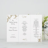 Gold Geblüht White Tri-Fold Hochzeitsprogramm (Stehend Vorderseite)