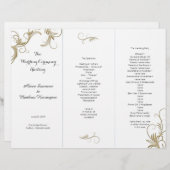 Gold Geblüht White Tri-Fold Hochzeitsprogramm (Vorne/Hinten)