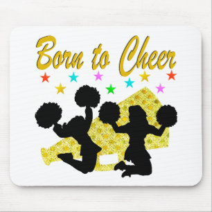 GOLD GEBOREN ZU CHEER MEGAPHONE CHEERLEADER MOUSEPAD