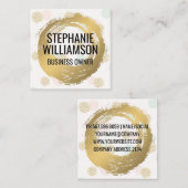 Gold gebürstet | Chic Glitzer Polka Dot Pattern Quadratische Visitenkarte (Vorne/Hinten)