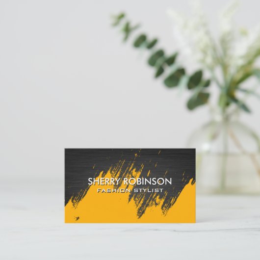 Gold gebürstet | Dark Metallic Business Card Visitenkarte (Stehend Vorderseite)