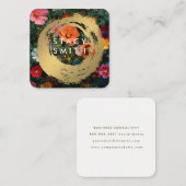 Gold gebürstet | Farbige Blume Quadratische Visitenkarte (Vorne/Hinten)