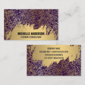 Gold gebürstet | Gold Lila Textur Visitenkarte (Vorne/Hinten)