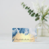 Gold gebürstet | Hintergrund aus blauem Marmor Visitenkarte (Stehend Vorderseite)