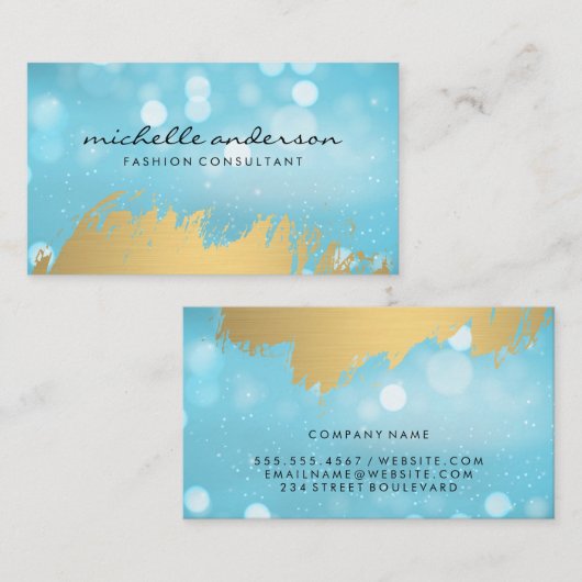 Gold gebürstet | Hintergrund von Bokeh Sparkle Visitenkarte (Vorne/Hinten)