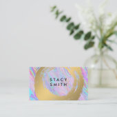 Gold gebürstet | Holografisches Liquid Visitenkarte (Stehend Vorderseite)