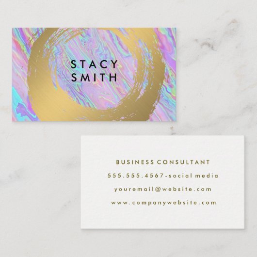 Gold gebürstet | Holografisches Liquid Visitenkarte (Vorne/Hinten)