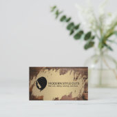 Gold gebürstet | Holz | Friseurbarsch Visitenkarte (Stehend Vorderseite)