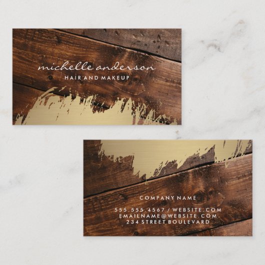 Gold gebürstet | Holz Visitenkarte (Vorne/Hinten)