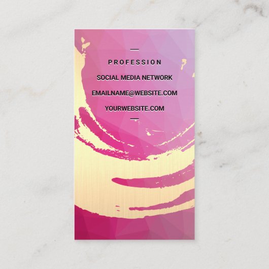 Gold gebürstet | Magenta Geometric Visitenkarte (Rückseite)
