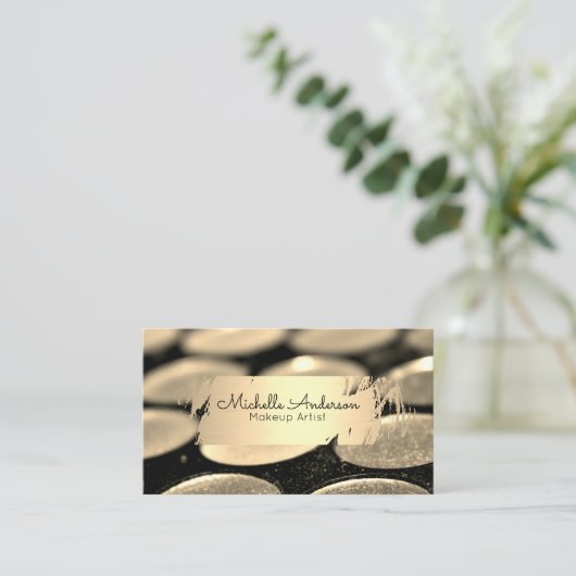 Gold gebürstet | Makeup Palette | Beautician Visitenkarte (Stehend Vorderseite)