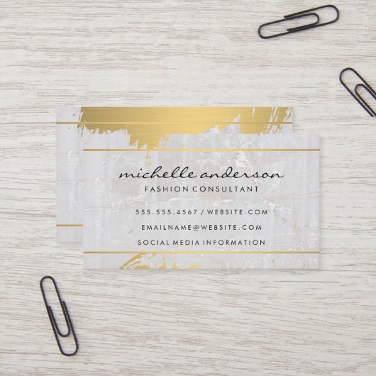 Gold gebürstet | Marmorstein Visitenkarte (Vorderseite/Rückseite Beispiel)