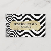 Gold gebürstet | Moderne Stripes Wave Art Visitenkarte (Vorderseite)