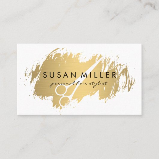 Gold gebürstet | Schere Visitenkarte (Vorderseite)