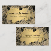 Gold gebürstet | Tropische Blätter Visitenkarte (Vorne/Hinten)