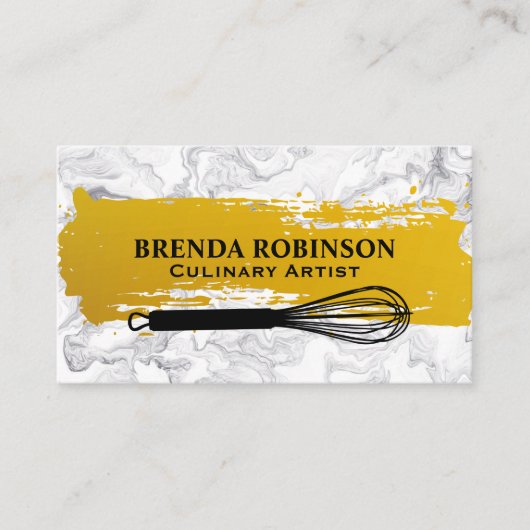 Gold gebürstet | Weißer Marmorpfeifer Visitenkarte (Vorderseite)