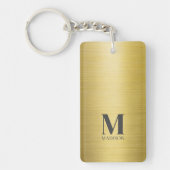 Gold gebürstete Metallic Mit Monogramm Schlüsselanhänger (Vorderseite)
