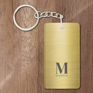 Gold gebürstete Metallic Mit Monogramm Schlüsselanhänger