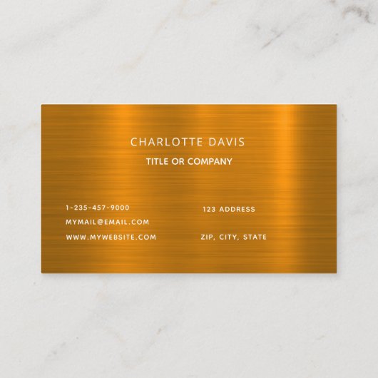 Gold gebürstetes Metall in Monogramm minimalistisc Visitenkarte (Rückseite)