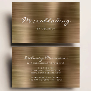 Gold gebürstetes Metall Schrift Microblading Visitenkarte