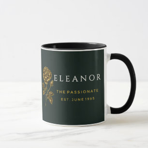 Gold-Geburtsblumen-Tasse mit individuellem Namen - Tasse